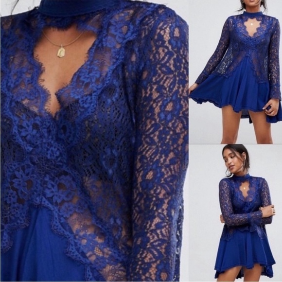 NWOT Free People Tell Tale Lace Cut Out Navy Blue
Tunic Dress size XS - Picture 2 of 7